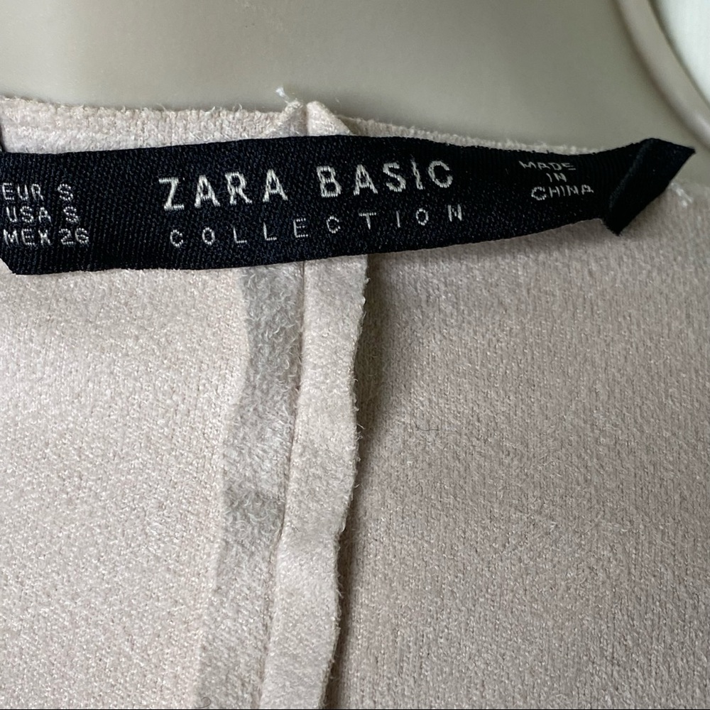 Zara Basic Open Front Drape Jacket Faux Suede Cre… - image 8
